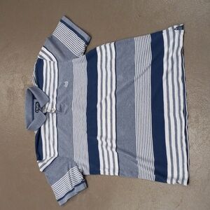 Chaps Natural Stretch, Blue and White Stripped, Short-sleeved Polo Shirt